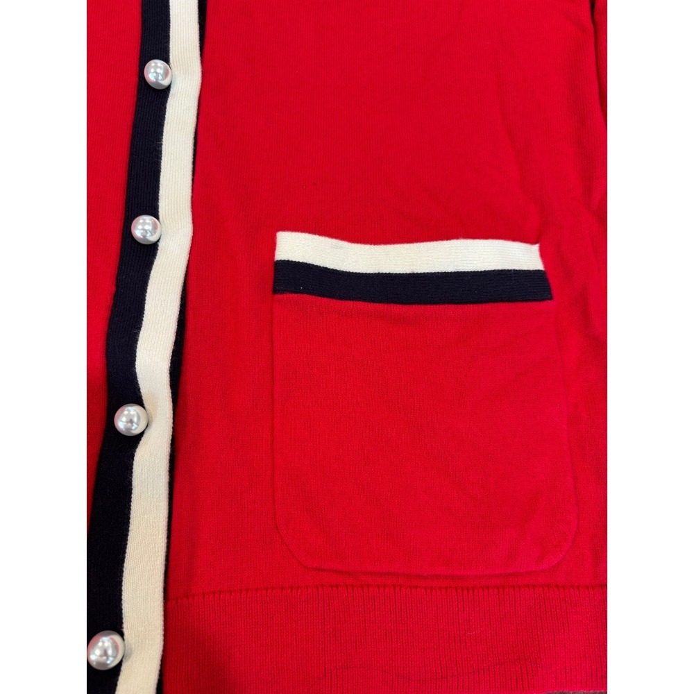 TALBOTS Women's Cashmere Blend Cardigan Sweater Long Sleeve nautical preppy sz M - Picture 7 of 8